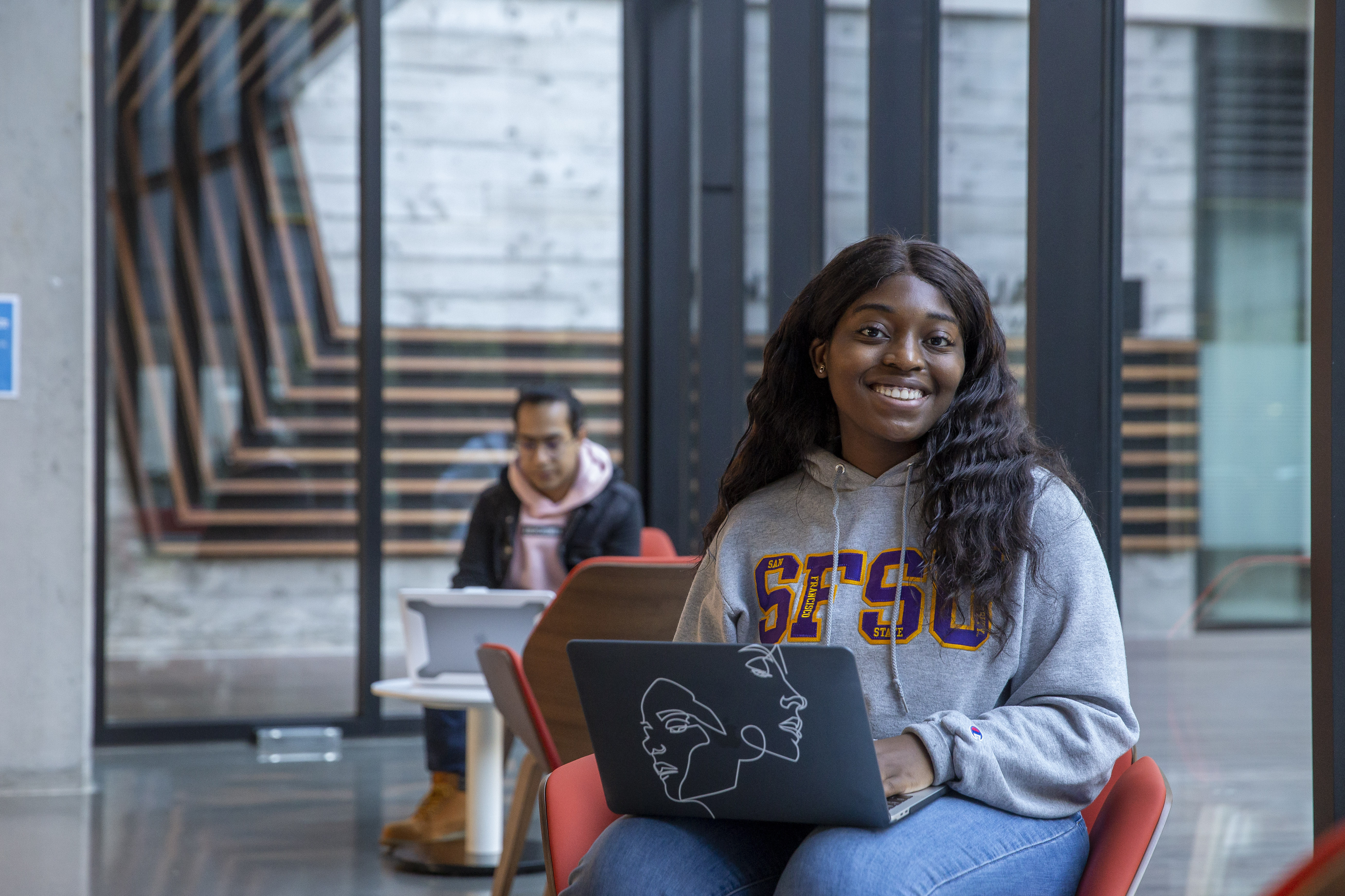 Student working on laptop